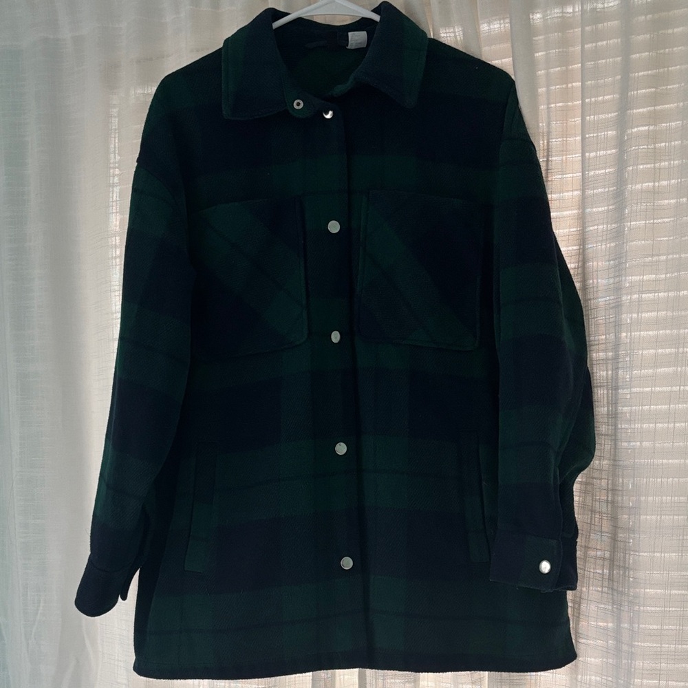 H&M Dark Green and Black Plaid Jacket